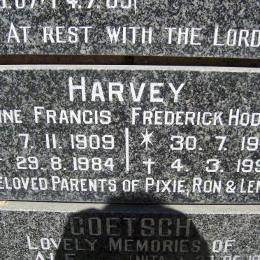 HARVEY Frederick Hodges 1904-1993 &amp; Anne Francis 1909-1984
