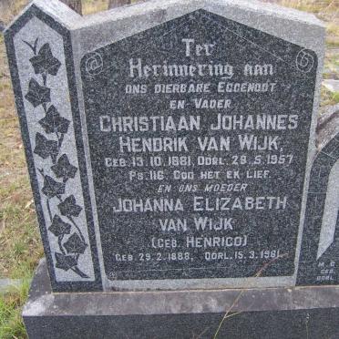 HENRICO M.G.C. 1866-1948 :: WIJK Christiaan Johannes Hendrik, van 1881-1957 &amp; Johanna Elizabeth HENRICO 1888-1961