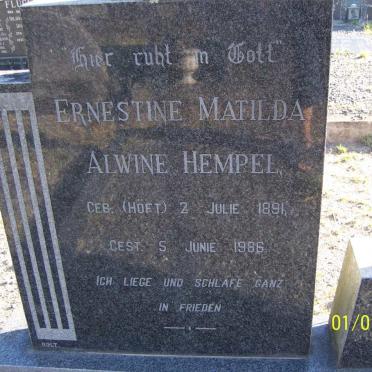 HEMPEL Ernestine Matilda Alwine nee HOFT 1891-1986