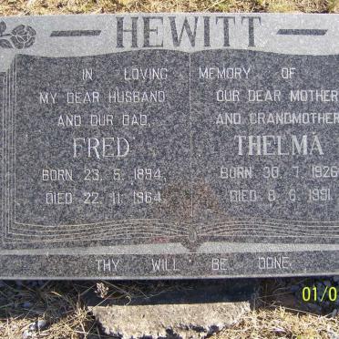 HEWITT Fred 1894-1964 &amp; Thelma 1926-1991
