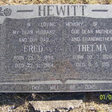 HEWITT Fred 1894-1964 &amp; Thelma 1926-1991
