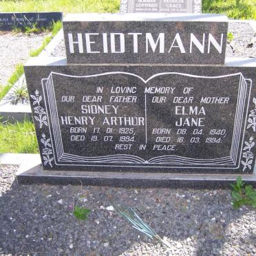 HEIDTMANN Sidney Henry Arthur 1925-1994 &amp; Elma Jane 1940-1994
