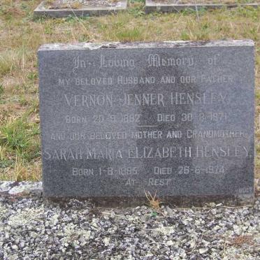 HENSLEY Vernon Jenner 1892-1971 &amp; Sarah Maria Elizabeth 1895-1974