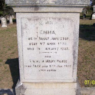 JOHNSTON Emma 1879-1902 :: HOARE Theresa Mary -1927