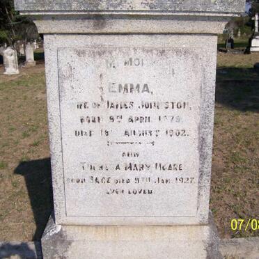 JOHNSTON Emma 1879-1902 :: HOARE Theresa Mary -1927