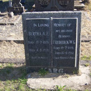 KARG Frederick W.G. 1881-1961 &amp; Bertha A.F. 1886-1970