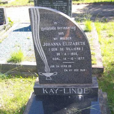 KAY-LINDE Johanna Elizabeth nee DE VILLIERS 1920-1977