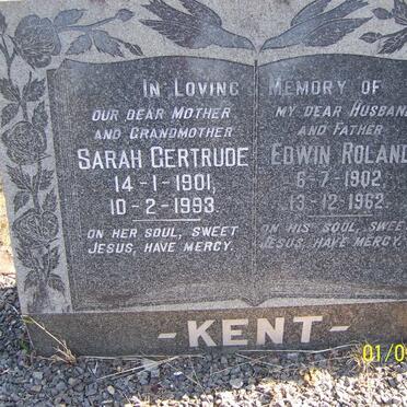 KENT Edwin Roland 1902-1962 &amp; Sarah Gertrude 1901-1993