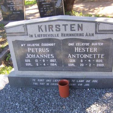 KIRSTEN Petrus Johannes 1907-1964 &amp; Hester Antoinette 1920-2009