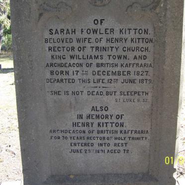 KITTON Henry -1891 &amp; Sarah Fowler 1827-1879