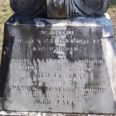 KILLDUFF Patrich Joseph -1878 &amp; Mary Anastasia -1872