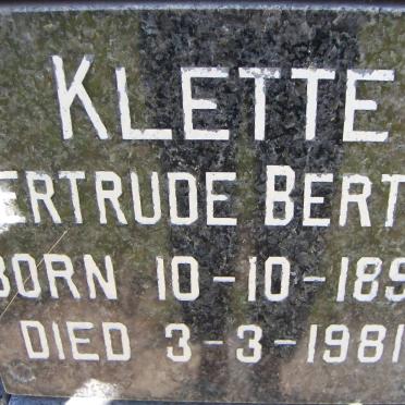 KLETTE Gertrude Bertha 1896-1981