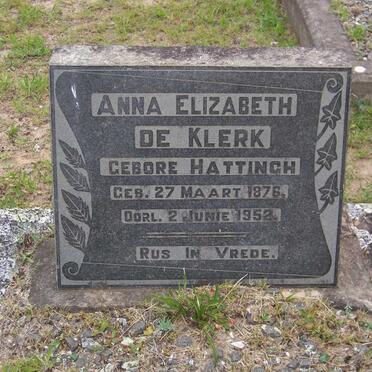 KLERK Anna Elizabeth, de nee HATTINGH 1876-1952