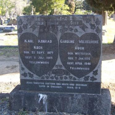 KOCH Karl Konrad 1877-1965 &amp; Caroline Wilhelmine WITTSTOCK 1876-1946
