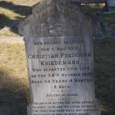 KRIEDEMANN Christian Frederick -1918