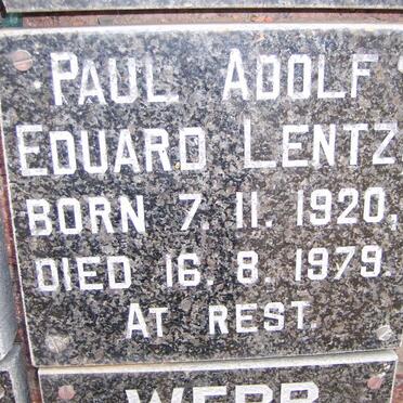 LENTZ Paul Adolf Eduard 1920-1979
