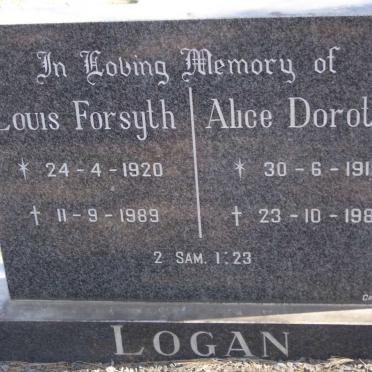 LOGAN Louis Forsyth 1920-1989 &amp; Alice Dorothy 1919-1987