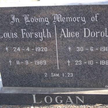 LOGAN Louis Forsyth 1920-1989 &amp; Alice Dorothy 1919-1987