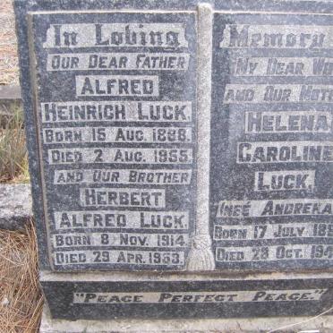 LUCK Alfred Heinrich 1888-1955 &amp; Helena Caroline ANDREKA 1889-1948 :: LUCK Herbert Alfred 1914-1953