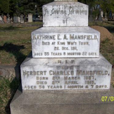 MANSFIELD Herbert Charles 1857-1915 &amp; Kathrine E.A. -1911