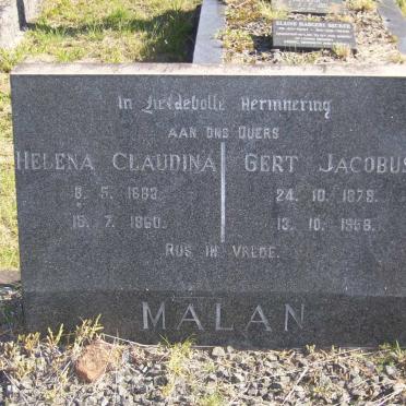 MALAN Gert Jacobus 1879-1958 &amp; Helena Claudina 1883-1960