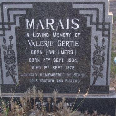 MARAIS Valerie Gertie nee WILLMERS 1934-1978