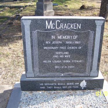McCRACKEN Joseph 1906-1987 &amp; Helen Louisa STEWART 1910-2007