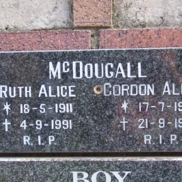 MCDOUGAL Gordon Albert 1906-1995 &amp; Ruth Alice 1911-1991