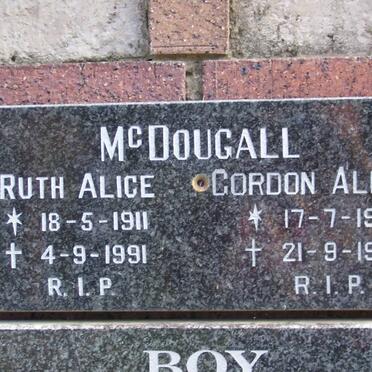 MCDOUGAL Gordon Albert 1906-1995 &amp; Ruth Alice 1911-1991