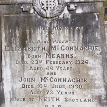 McCONNACHIE John -1930 &amp; Elizabeth MEARNS -1924
