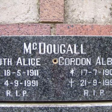 McDOUGALL Gordon Albert 1906-1995 &amp; Ruth Alice 1911-1991