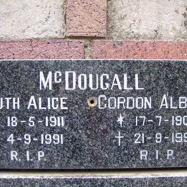 McDOUGALL Gordon Albert 1906-1995 &amp; Ruth Alice 1911-1991
