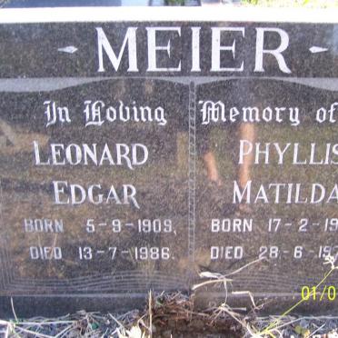 MEIER Leonard Edgar 1909-1986 &amp; Phyllis Matilda 1914-1976