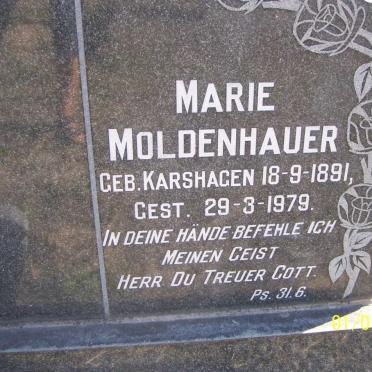 MOLDENHAUER Marie nee KARSHAGEN 1891-1979