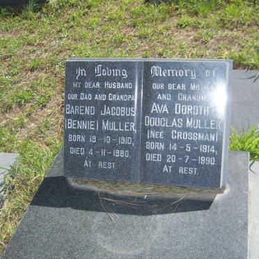 MULLER Barend Jacobus 1910-1980 &amp; Ava Dorothy Douglas CROSSMAN 1914-1990