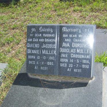 MULLER Barend Jacobus 1910-1980 &amp; Ava Dorothy Douglas CROSSMAN 1914-1990