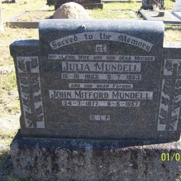 MUNDELL John Mitford 1877-1957 &amp; Julia 1883-1953
