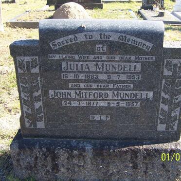 MUNDELL John Mitford 1877-1957 &amp; Julia 1883-1953