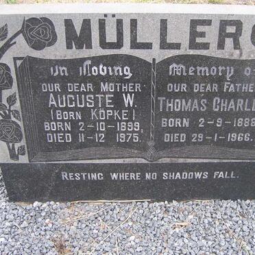 MULLER  Thomas Charles 1888-1966 &amp; Auguste W. KOPKE 1899-1975
