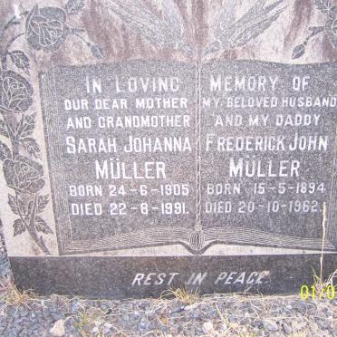 MULLER Frederick John 1894-1962 &amp; Sarah Johanna 1905-1991