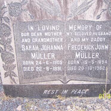 MULLER Frederick John 1894-1962 &amp; Sarah Johanna 1905-1991