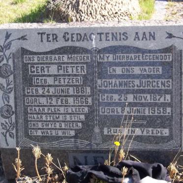 NEL Johannes Jurgens 1871-1958 &amp; Gert Pieter PETZER 1881-1966