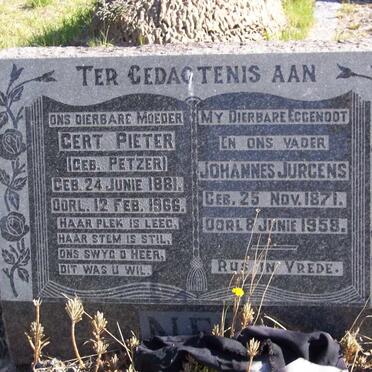 NEL Johannes Jurgens 1871-1958 &amp; Gert Pieter PETZER 1881-1966
