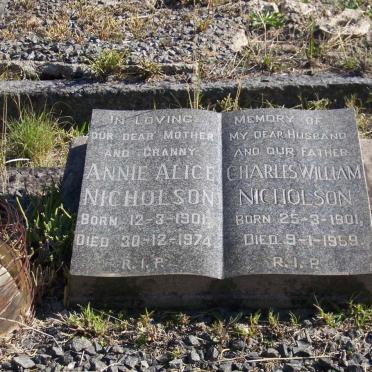 NICHOLSON Charles William 1901-1959 &amp; Annie Alice 1901-1974