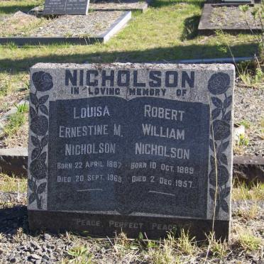 NICHOLSON Robert William 1889-1957 &amp; Louisa Ernestine M. 1887-1969
