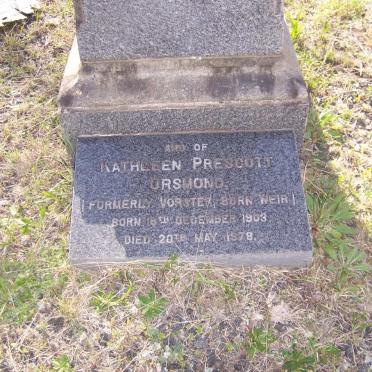 ORSMOND Kathleen Prescott formerly VORSTER nee WEIR 1903-1978