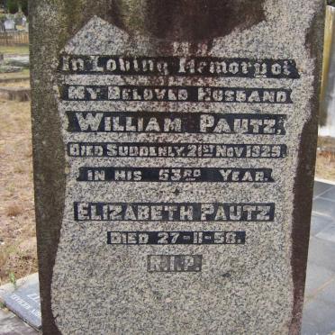 PAUTZ William -1929 &amp; Elizabeth -1958