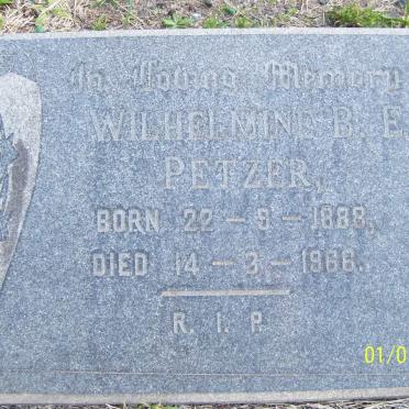 PETZER Wilhelmine B.E. 1888-1966