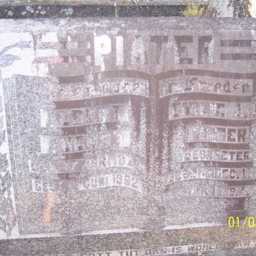 PIATER Albert August 1878-1962 &amp; Emilie A.W.  PETER 1921-1955