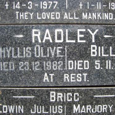 RADLEY Bill -1978 &amp; Phyllis Olive -1982